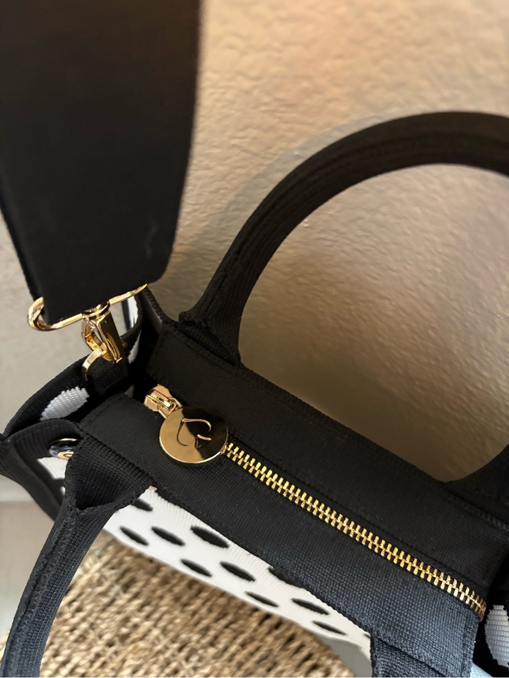 kate spade for Target Black and White Polka Dot Knit Tote - Picture 3 of 7